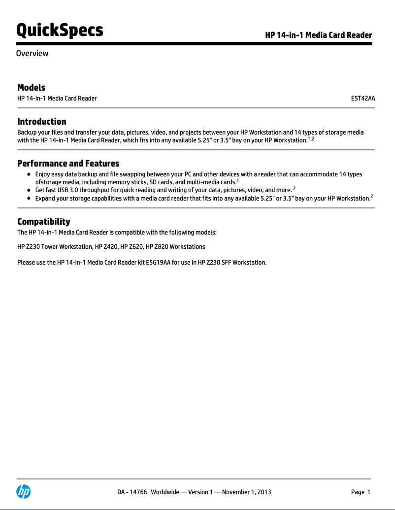 Page 1 de la notice Manuel utilisateur HP E5T42AA