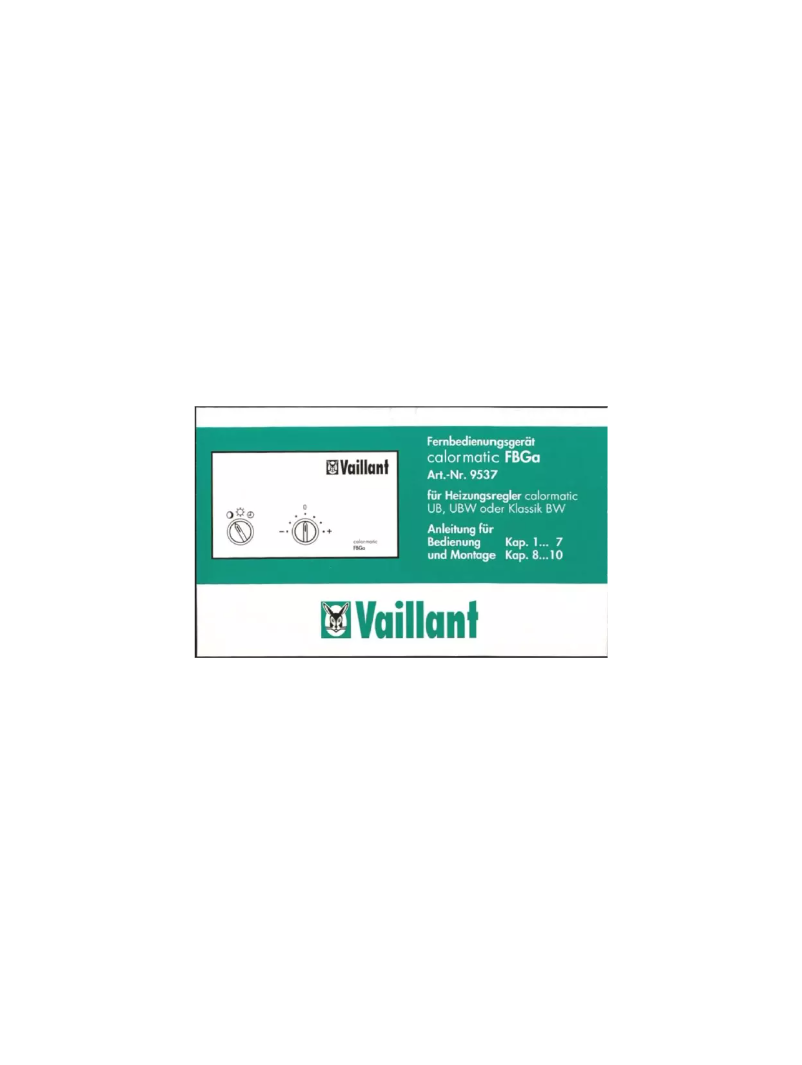 Page n°1 - Manuel utilisateur Vaillant FBGA - 9537