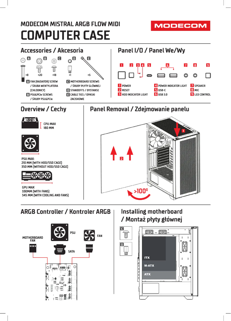 Page n°1 - Manuel utilisateur ModeCom Mistral ARGB FLOW Midi