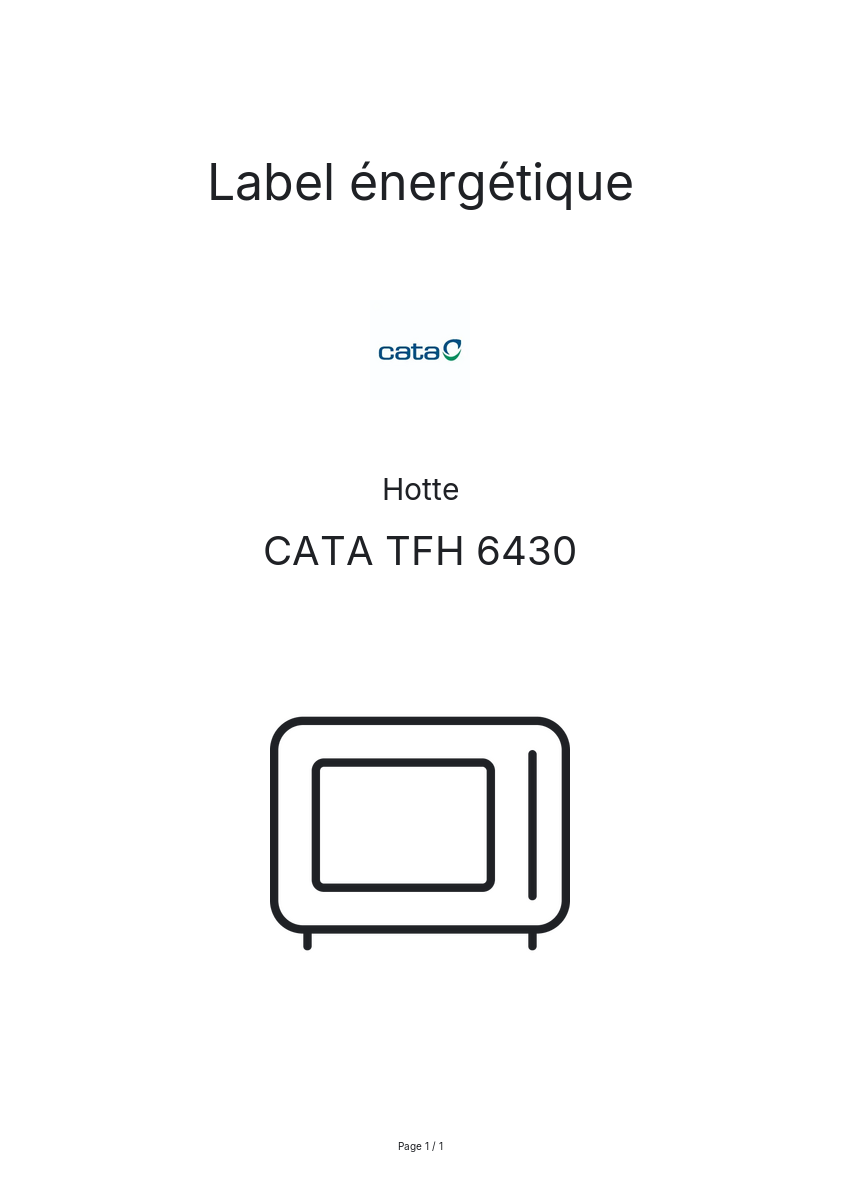 Page n°1 - Label énergétique CATA TFH 6430
