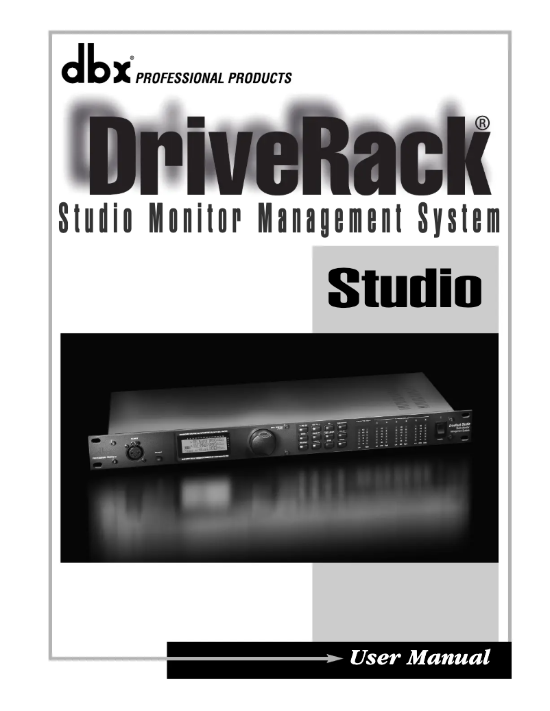 Page 1 de la notice Manuel utilisateur DBX DriveRack Studio