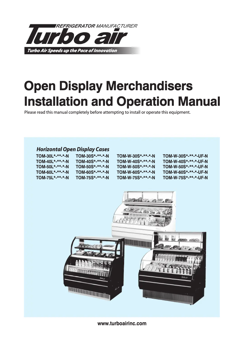Page n°1 - Manuel utilisateur Turbo air TOM-W-50SB