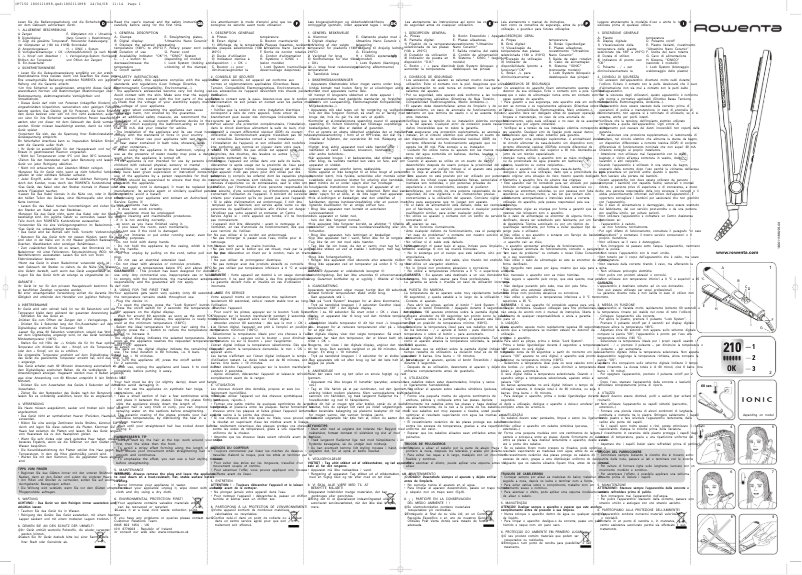 Page 1 de la notice Manuel utilisateur Rowenta CF7150 Digital Attitude