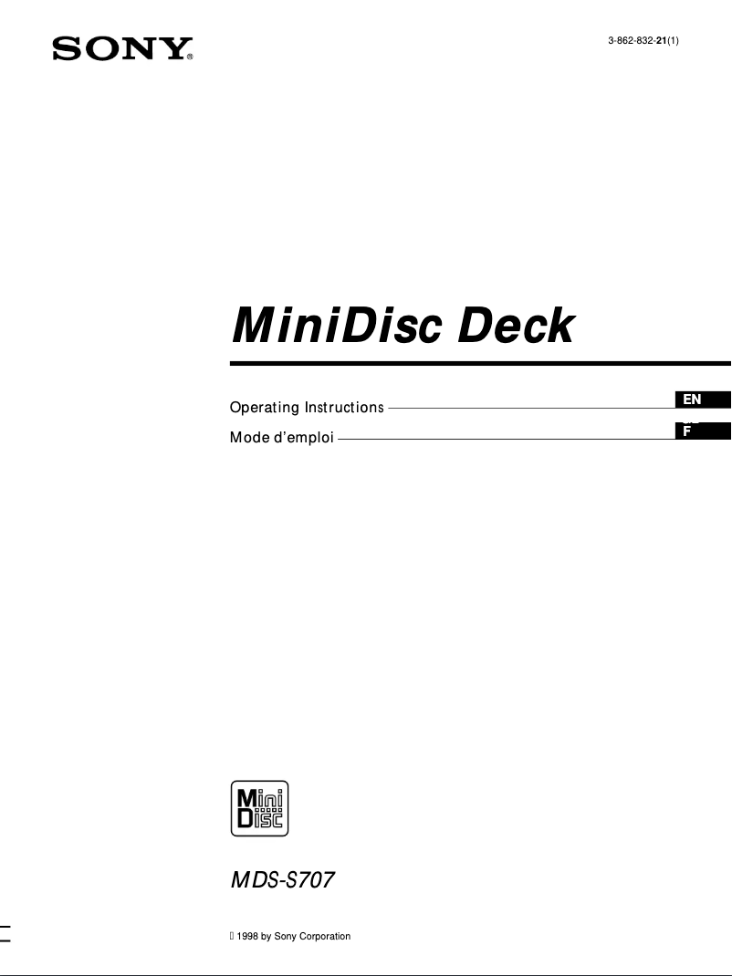 Image de la première page du manuel de l'appareil MDS-S707