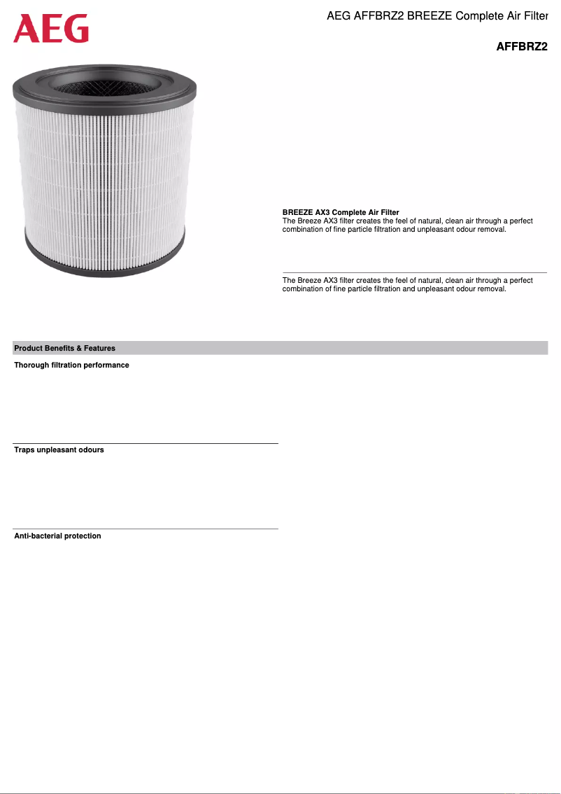 Page n°1 - Manuel utilisateur AEG AFFBRZ2