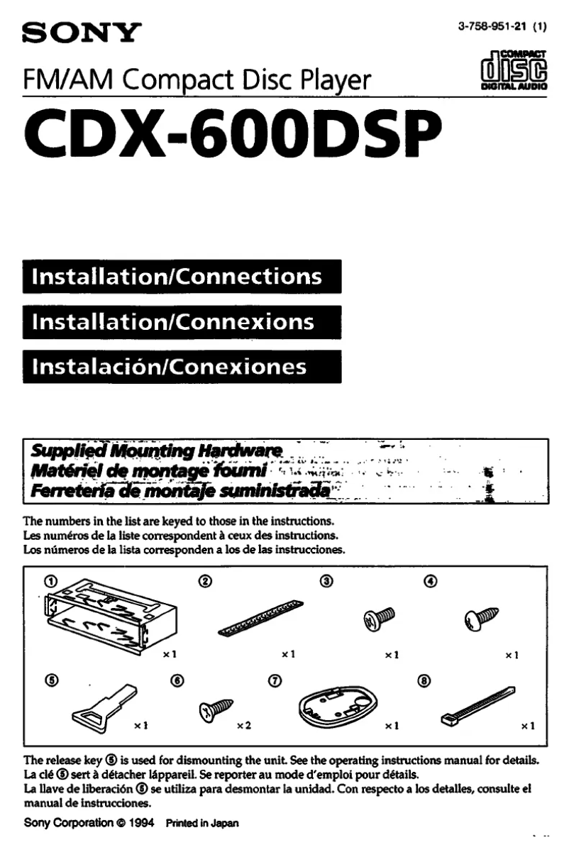 Page n°1 - Manuel utilisateur Sony CDX-600DSP