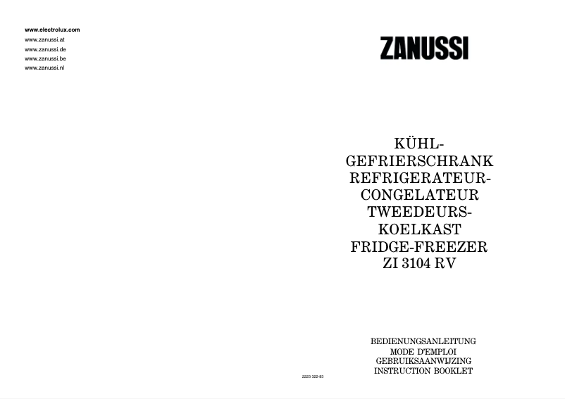 Page n°1 - Manuel utilisateur Zanussi ZI 3104 RV