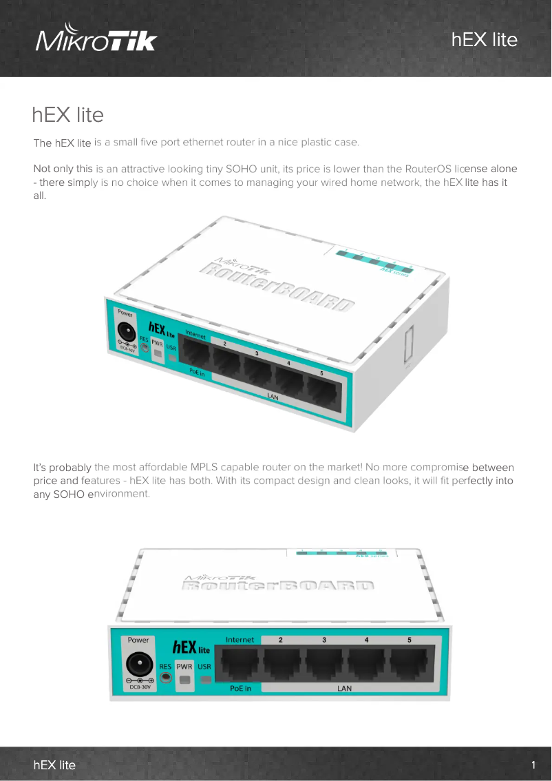 Page n°1 - Brochure Mikrotik hEX lite