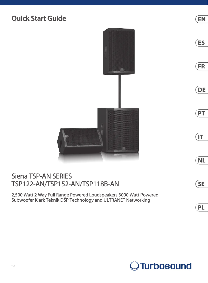 Página 1 del manual Guía de inicio rápido Turbosound Siena TSP118B-AN