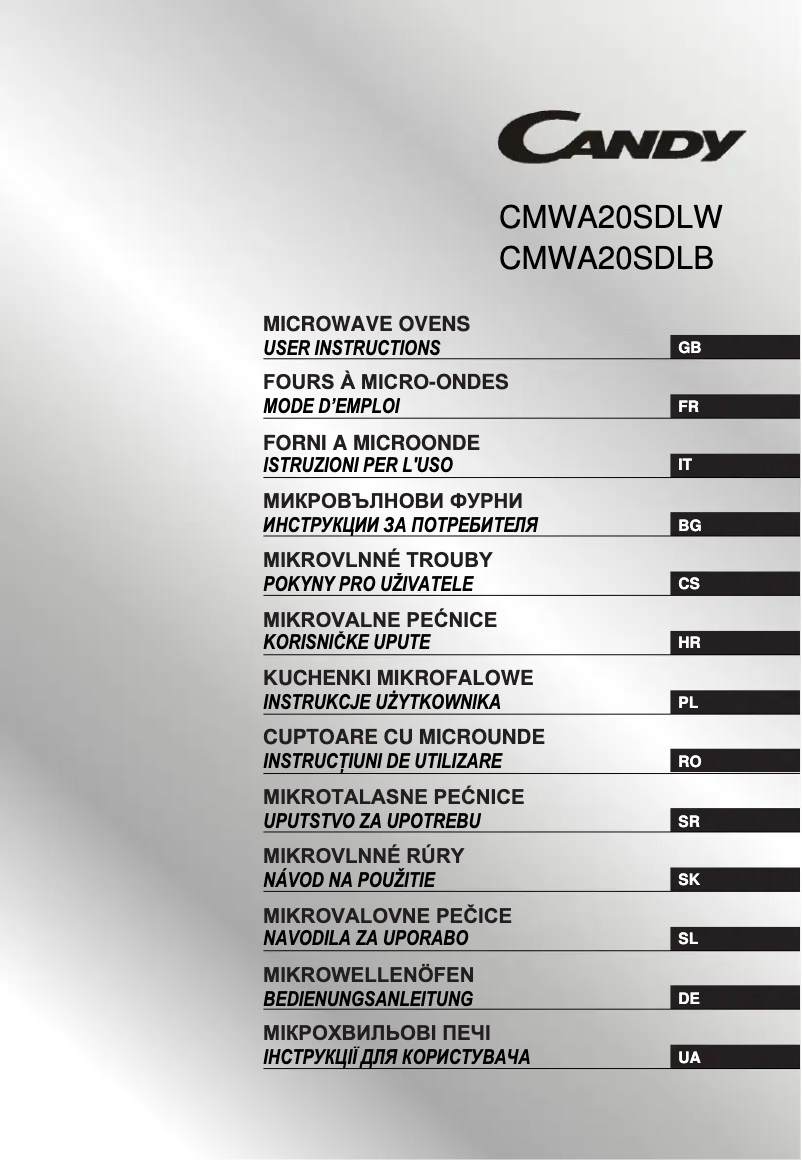 Page 1 de la notice Manuel utilisateur Candy CMWA20SDLB