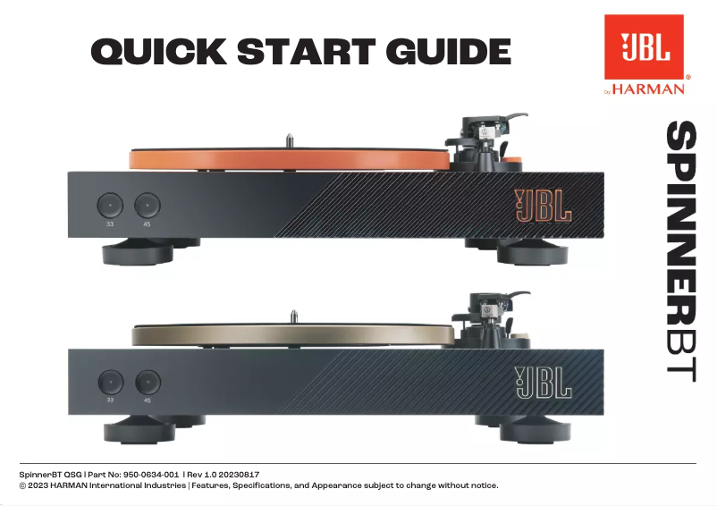 Page n°1 - Guide de démarrage rapide JBL Spinner BT