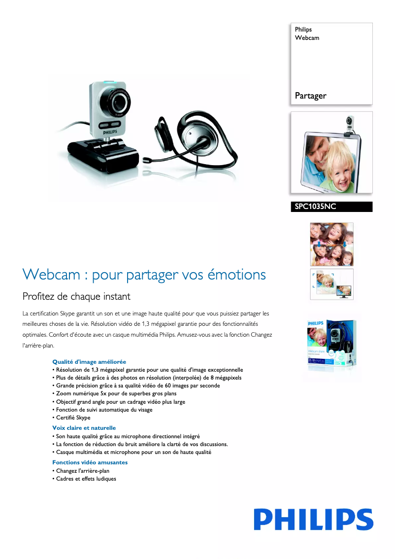 Page n°1 - Fiche technique Philips SPC1035NC