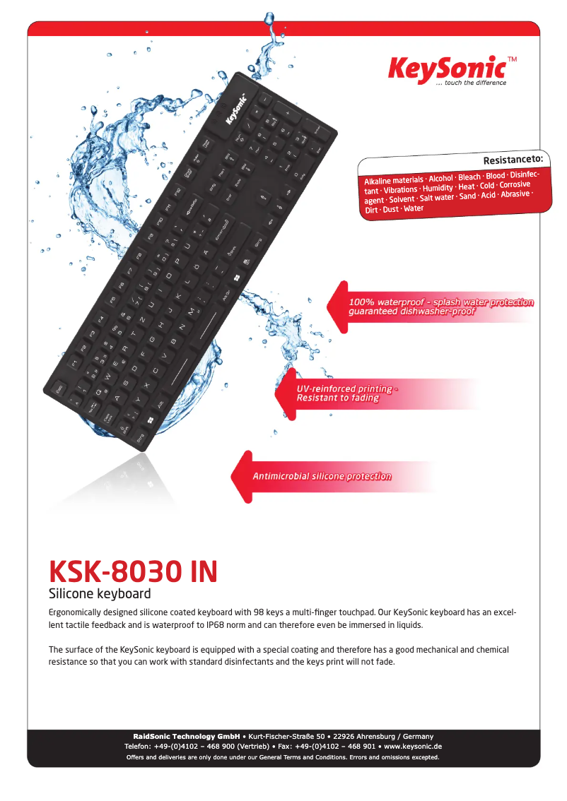 Page n°1 - Fiche technique KeySonic KSK-8030IN