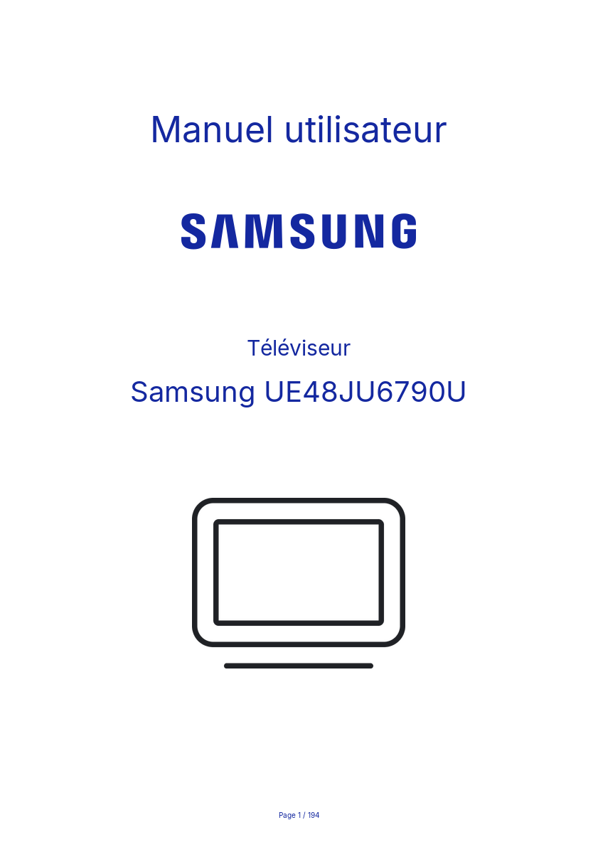 Page n°1 - Manuel utilisateur Samsung UE48JU6790U