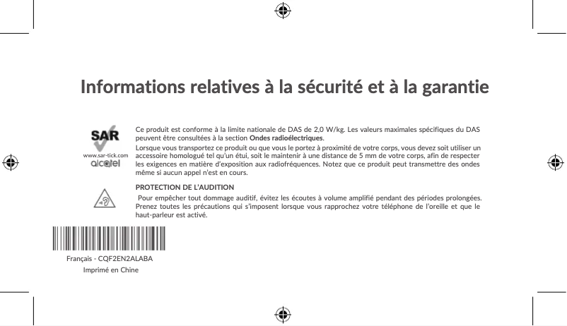 Page n°1 - Instructions de sécurité Alcatel 1V