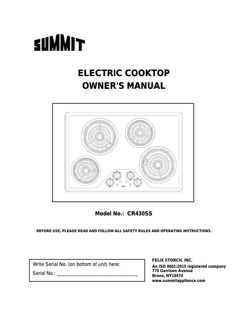 Page n°1 - Mode d'emploi Summit CR430SS