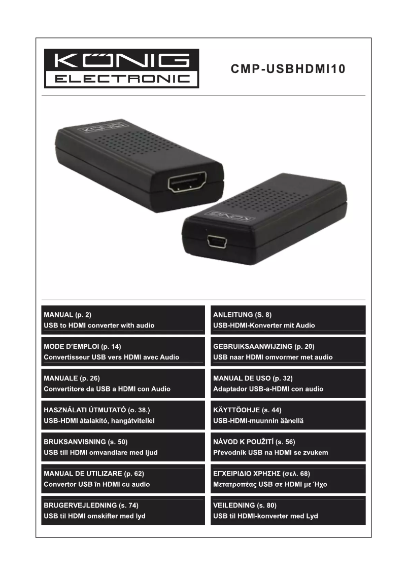 Page 1 de la notice Manuel utilisateur Konig CMP-USBHDMI10