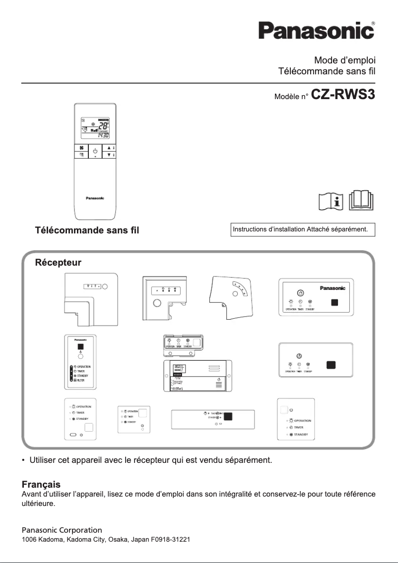 Page n°1 - Manuel utilisateur Panasonic CZ-RWS3