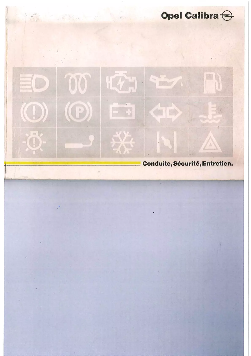 Page 1 de la notice Manuel utilisateur Opel Calibra (1991)