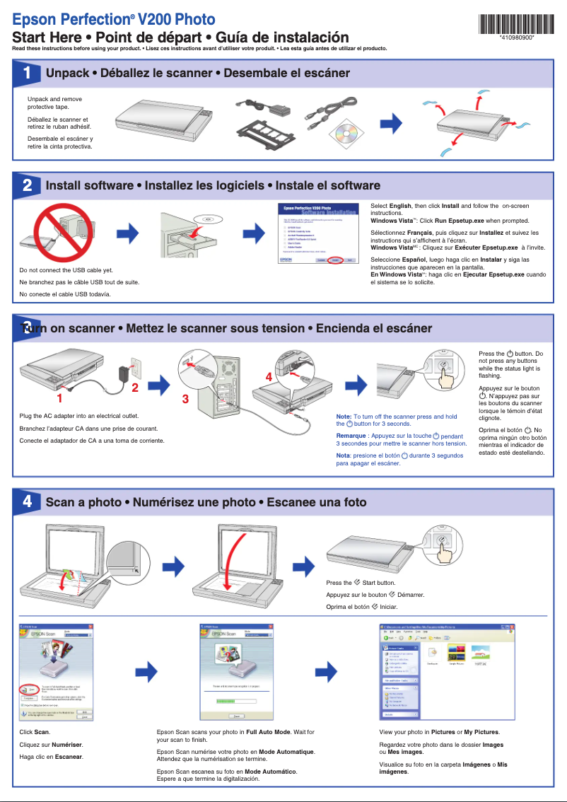 Page n°1 - Manuel utilisateur Epson Perfection C200 Photo