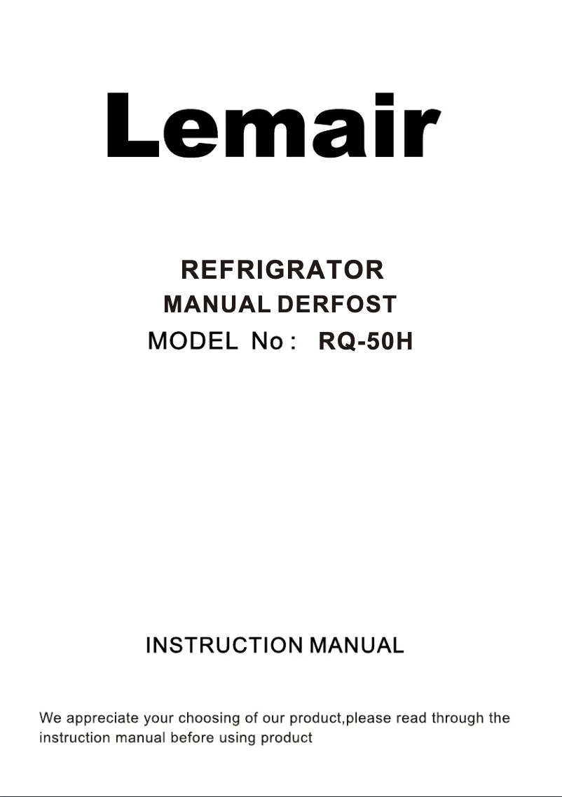 Page 1 de la notice Manuel utilisateur Lemair RQ-50H