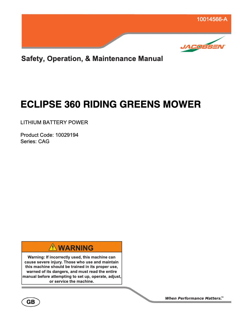 Page n°1 - Manuel utilisateur Jacobsen Eclipse 360 ELiTE