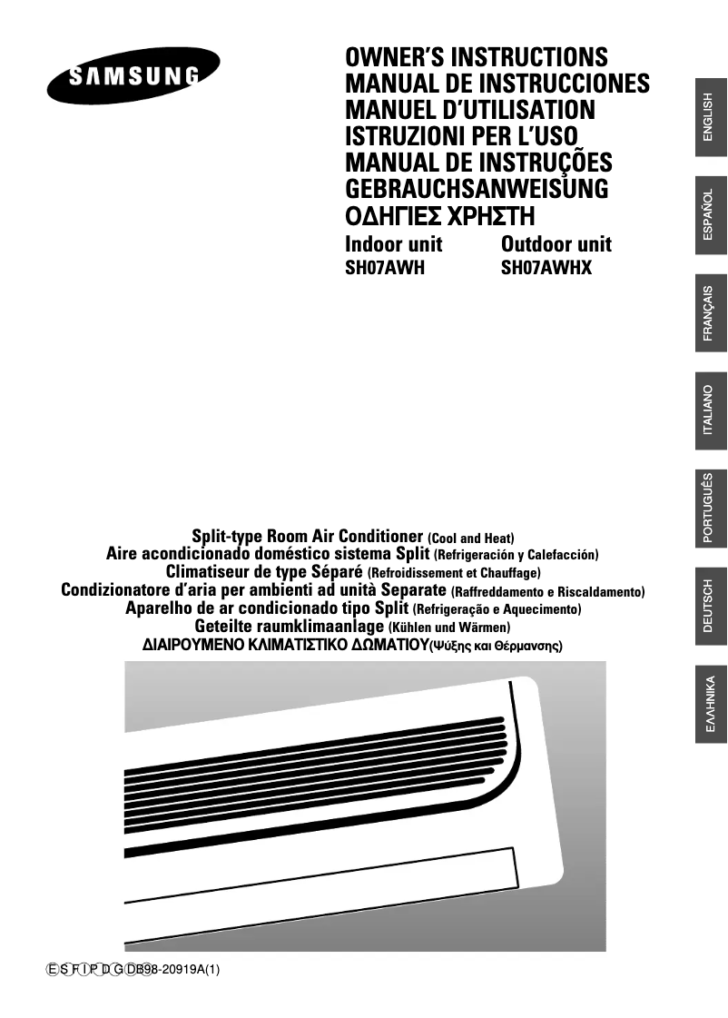 Page 1 de la notice Manuel utilisateur Samsung SH07AWH