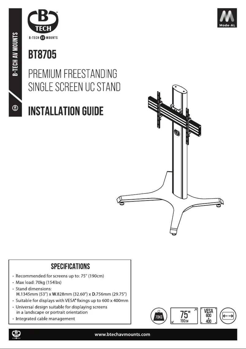 Page 1 de la notice Manuel utilisateur B-Tech BT8705