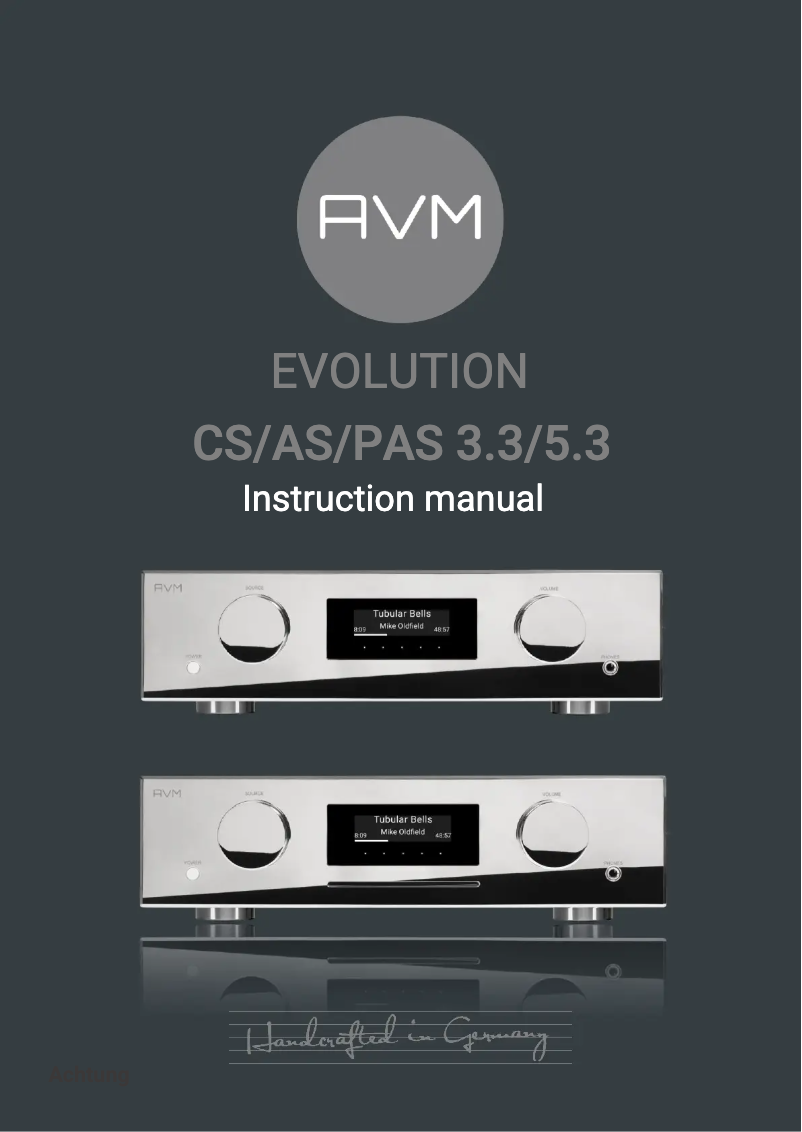 Page n°1 - Manuel utilisateur AVM Evolution CS 5.3