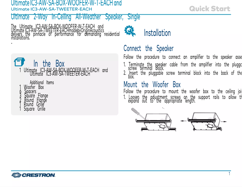 Image de la première page du manuel de l'appareil ULTIMATE IC3-SA-WOOFER