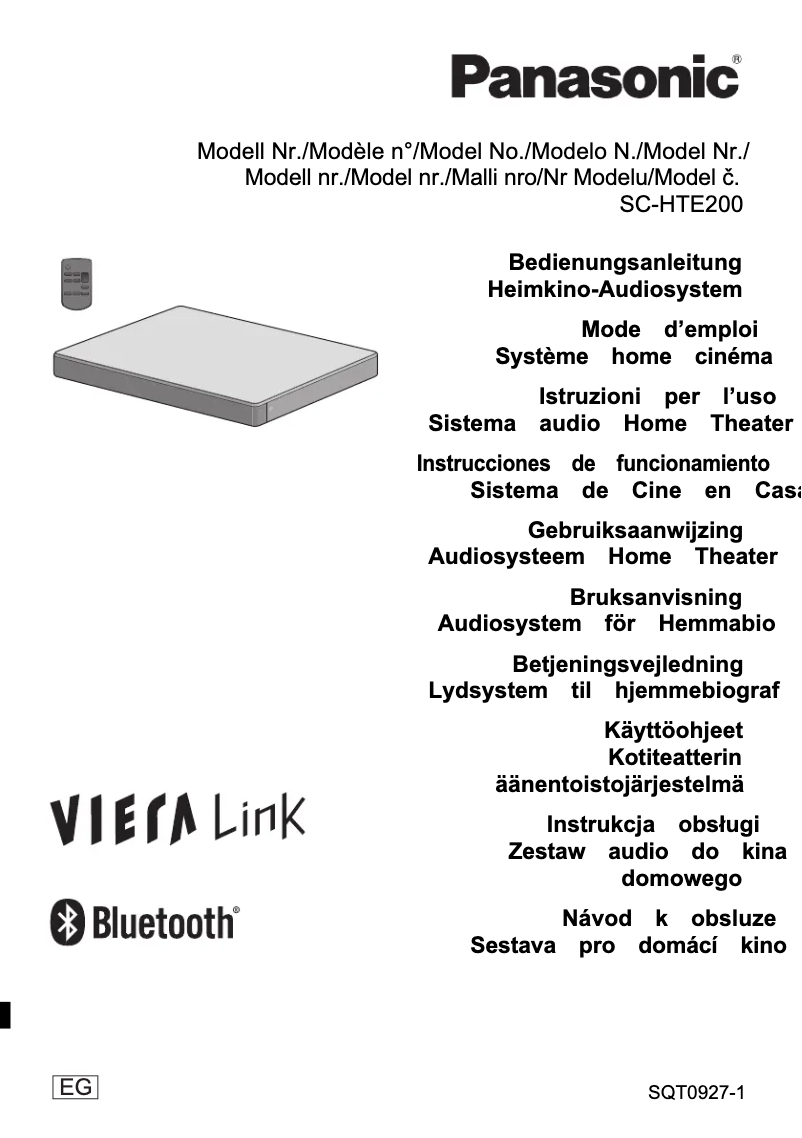 Page 1 de la notice Manuel utilisateur Panasonic SC-HTE200