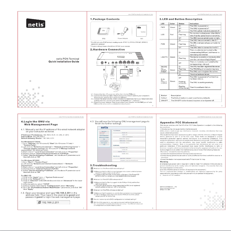 Page 1 de la notice Manuel utilisateur Netis GP8502P
