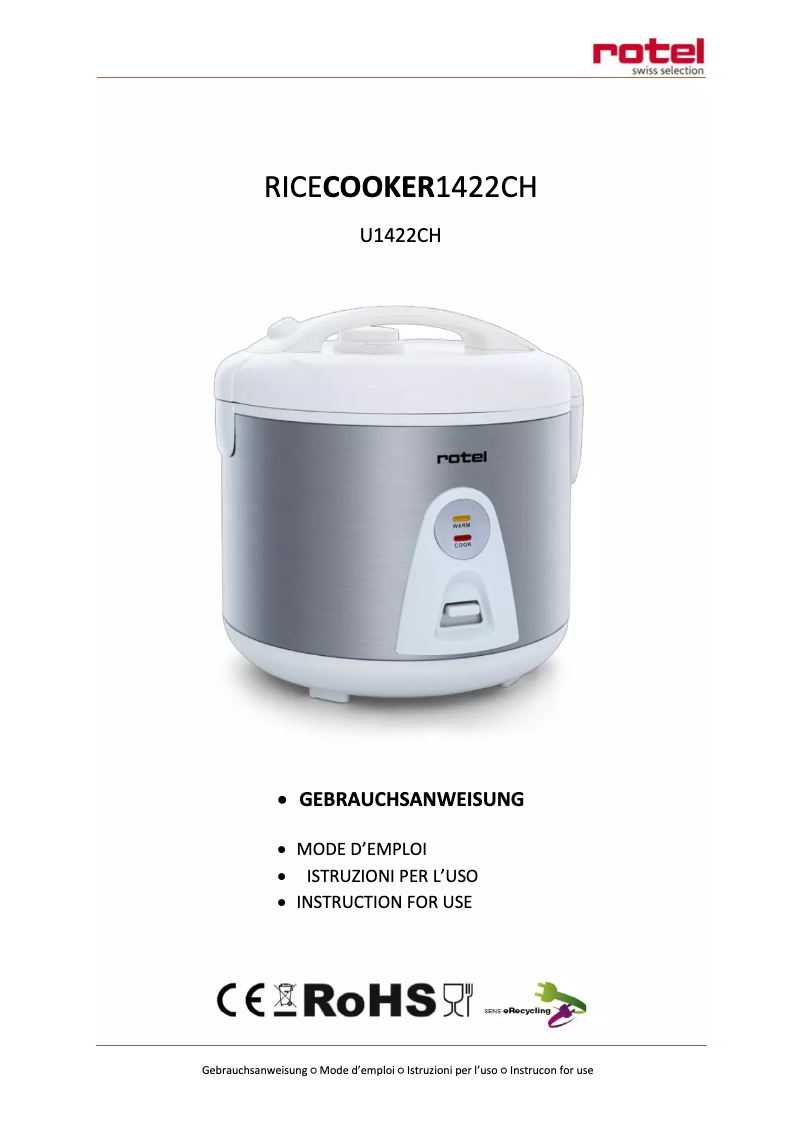 Page 1 de la notice Manuel utilisateur Rotel U1422CH