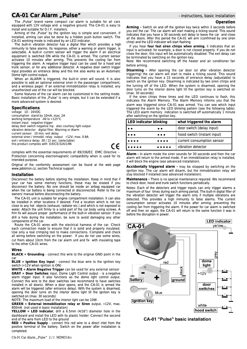 Page 1 de la notice Manuel utilisateur Joblotron CA-01