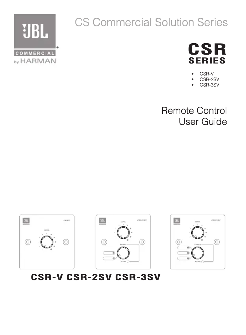 Page 1 de la notice Manuel utilisateur JBL CSR-V