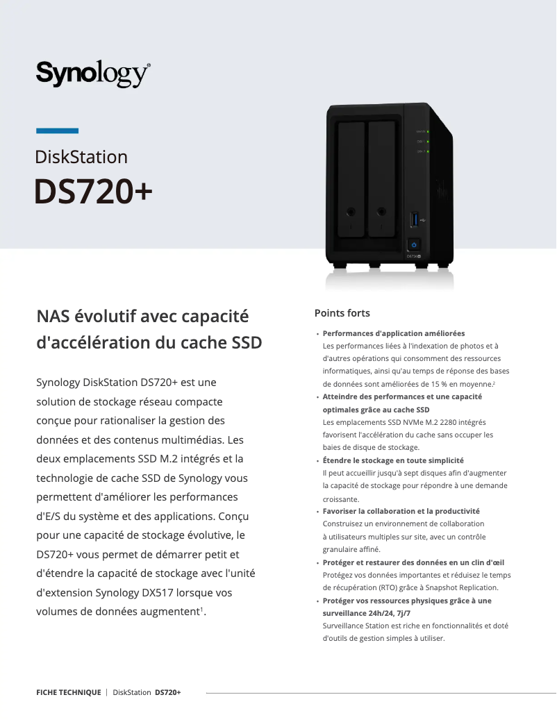 Image de la première page du manuel de l'appareil DiskStation DS720+