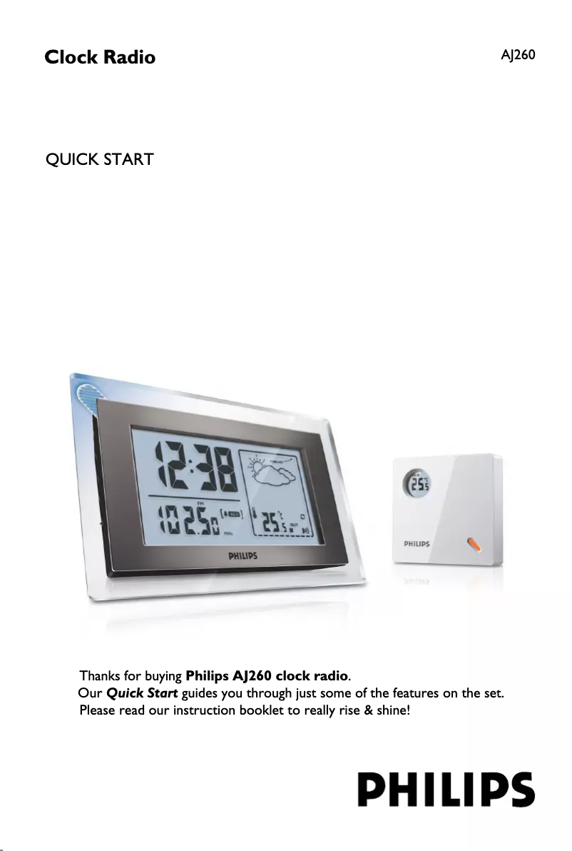 Page 1 de la notice Guide de démarrage rapide Philips AJ260