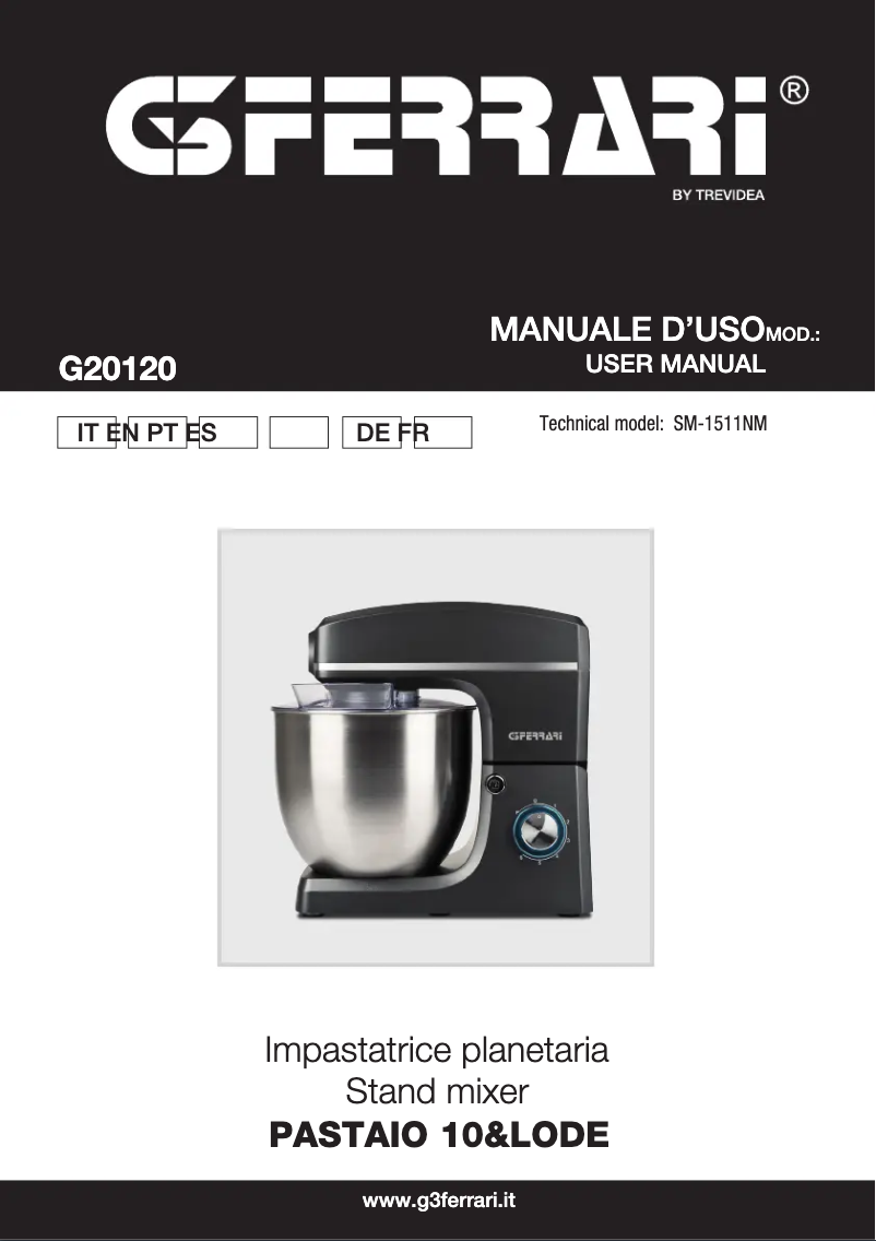 Image de la première page du manuel de l'appareil Pastaio 10&Lode G20120