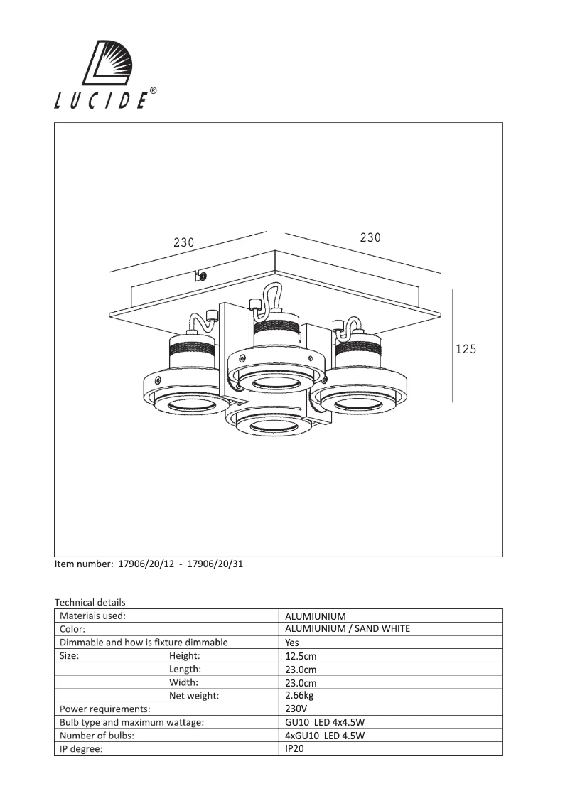 Página 1 del manual Manual de usuario Lucide Landa 17906/20/12