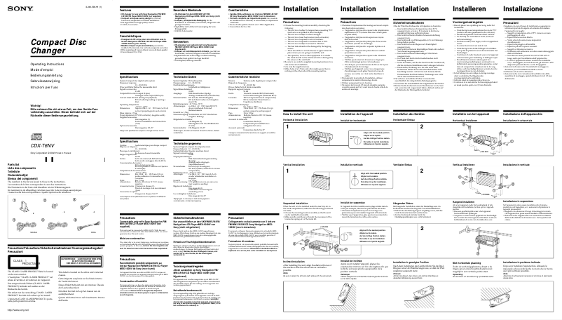 Page 1 de la notice Manuel utilisateur Sony CDX-T6NV