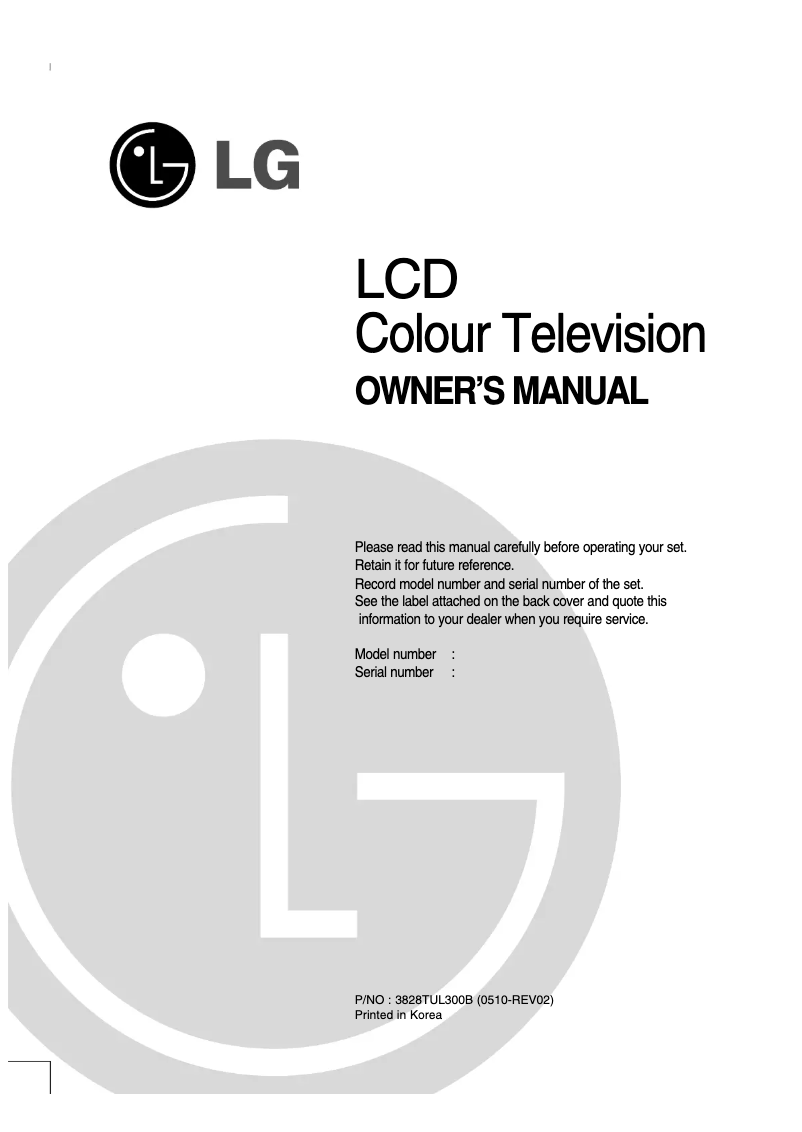Page n°1 - Manuel utilisateur LG 42LZ30