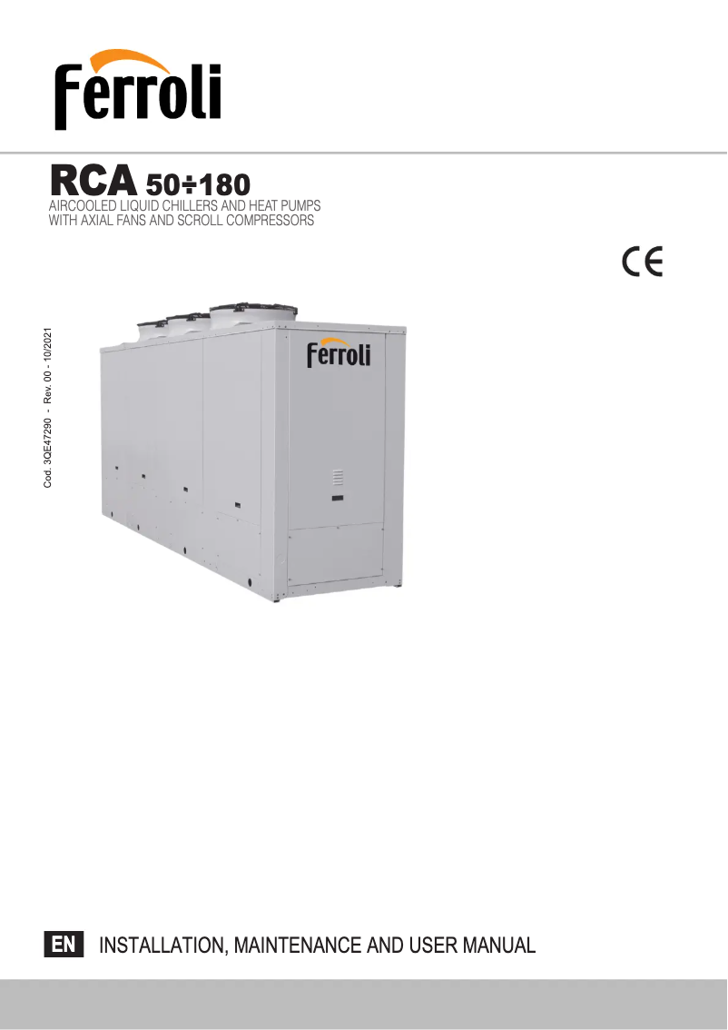 Page 1 de la notice Manuel utilisateur Ferroli RCA