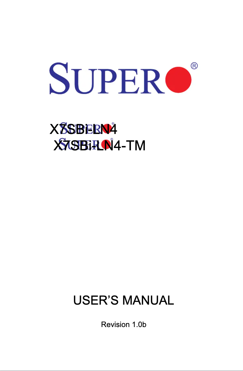 Page 1 de la notice Manuel utilisateur Supermicro X7SBi-LN4-TM