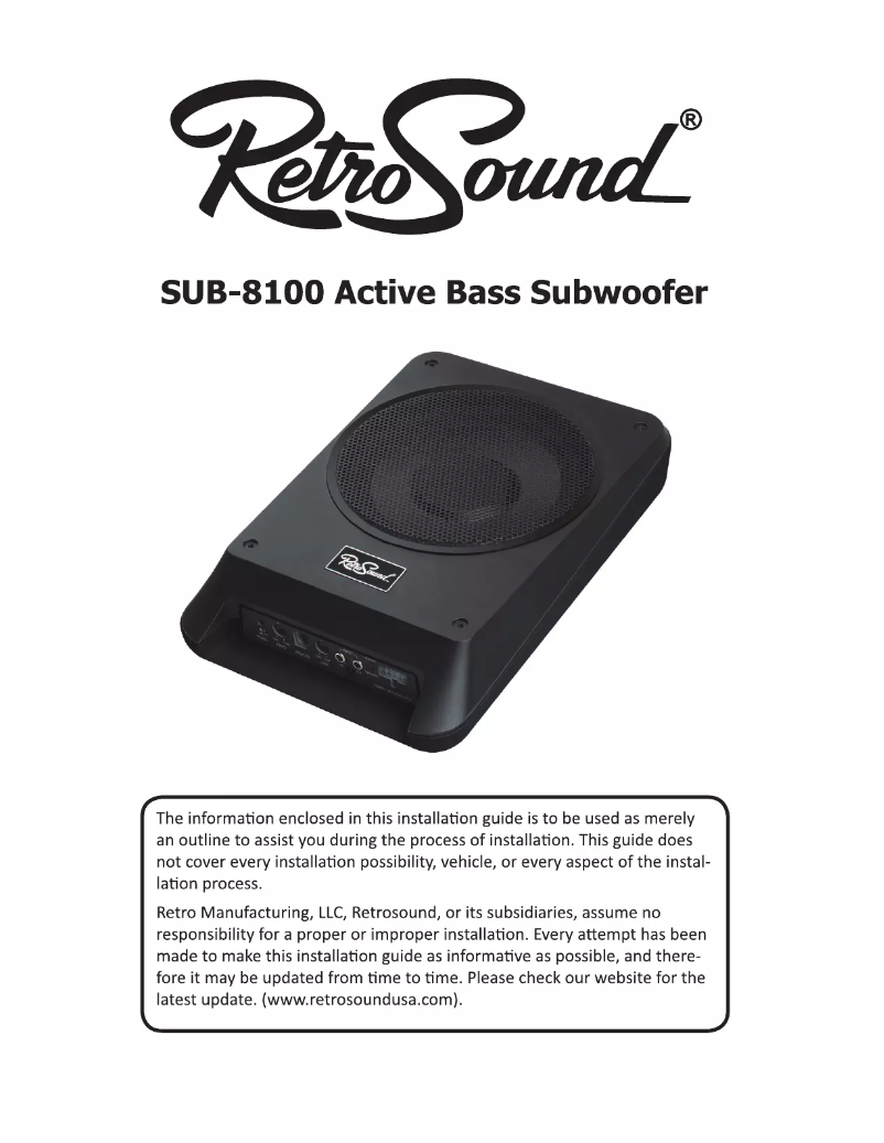 Page 1 of the manual User Manual RetroSound SUB-8100