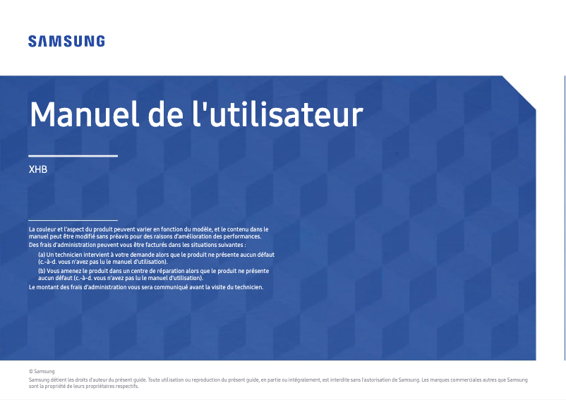 Page 1 de la notice Manuel utilisateur Samsung LH100XHBCAE