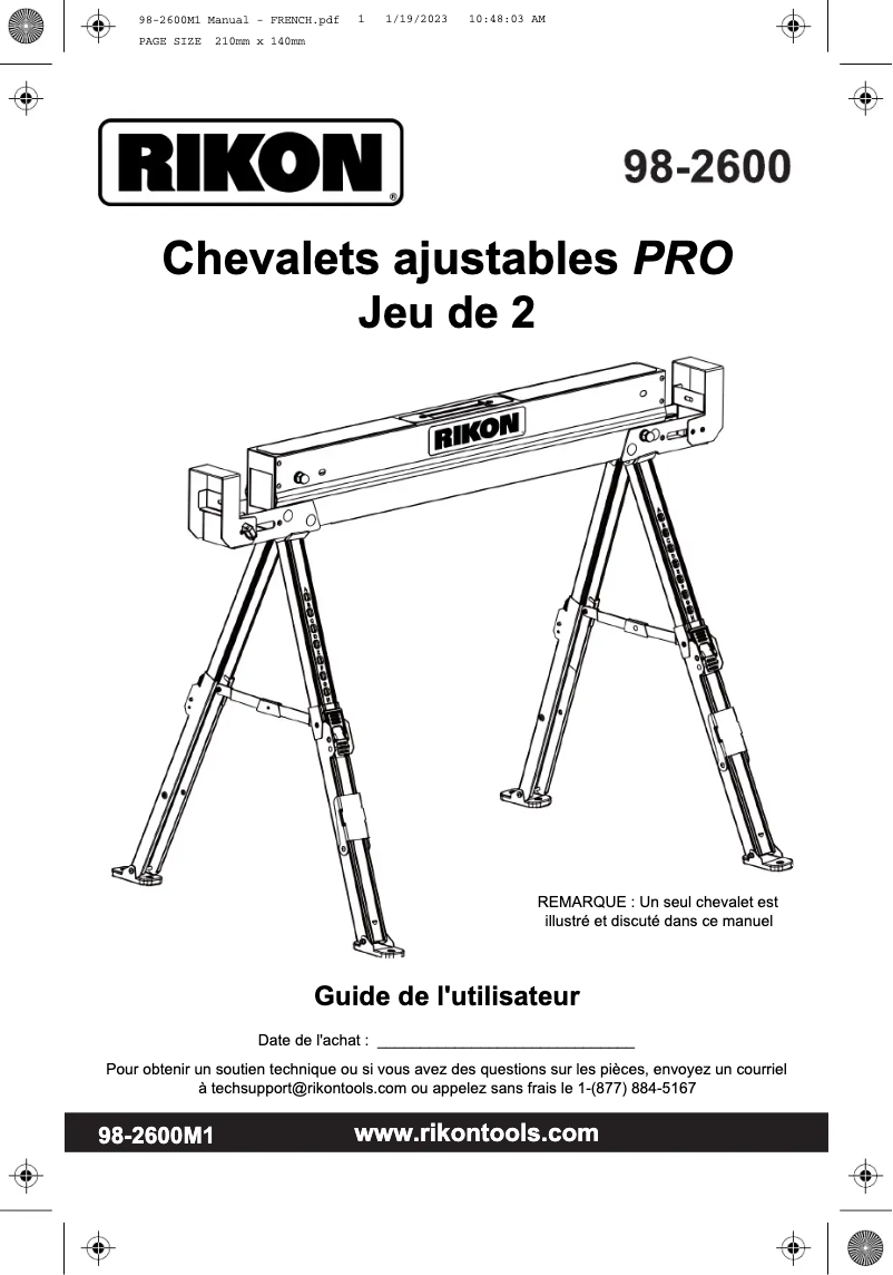 Image de la première page du manuel de l'appareil 98-2600