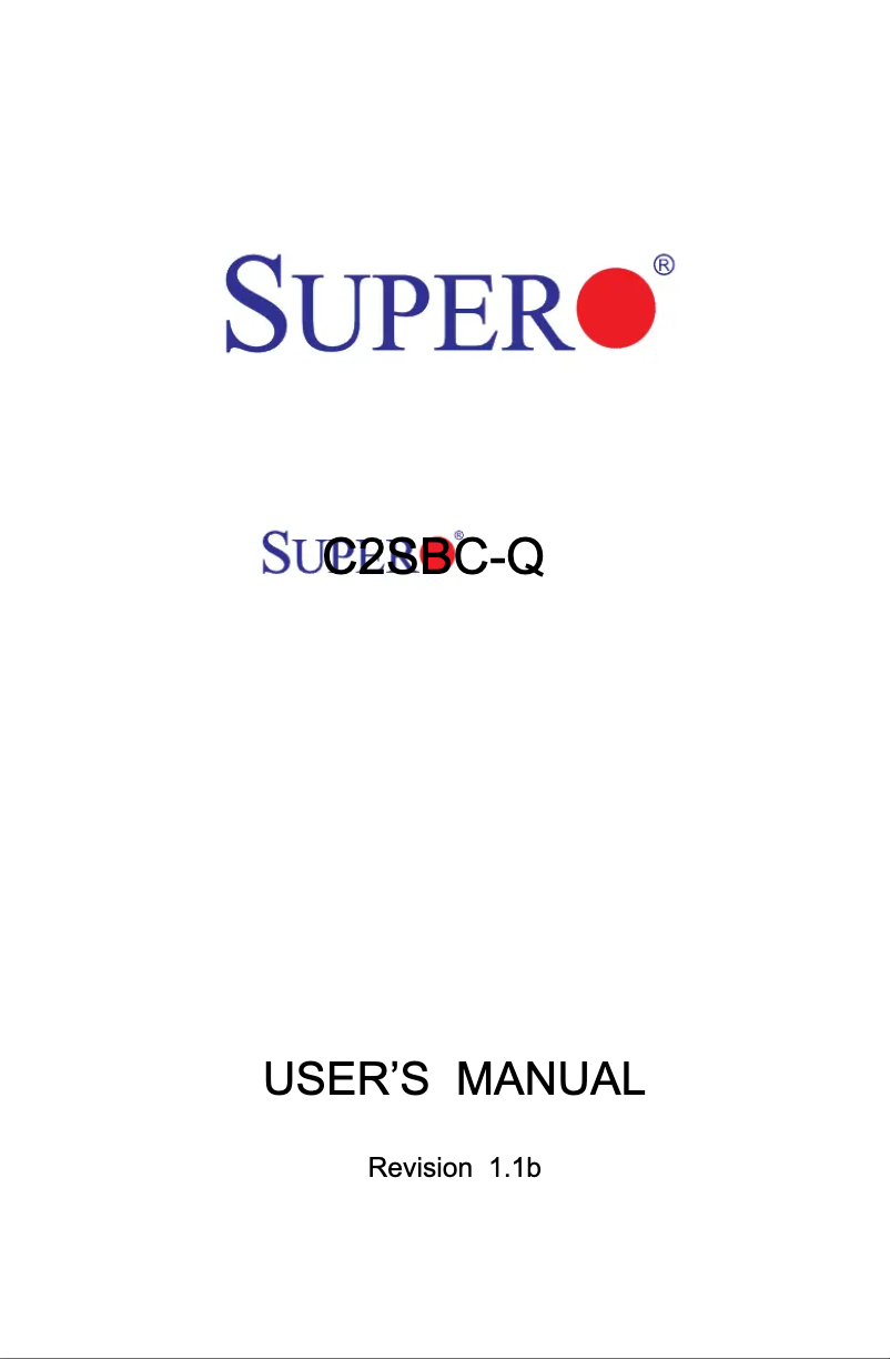 Page n°1 - Manuel utilisateur Supermicro C2SBC-Q