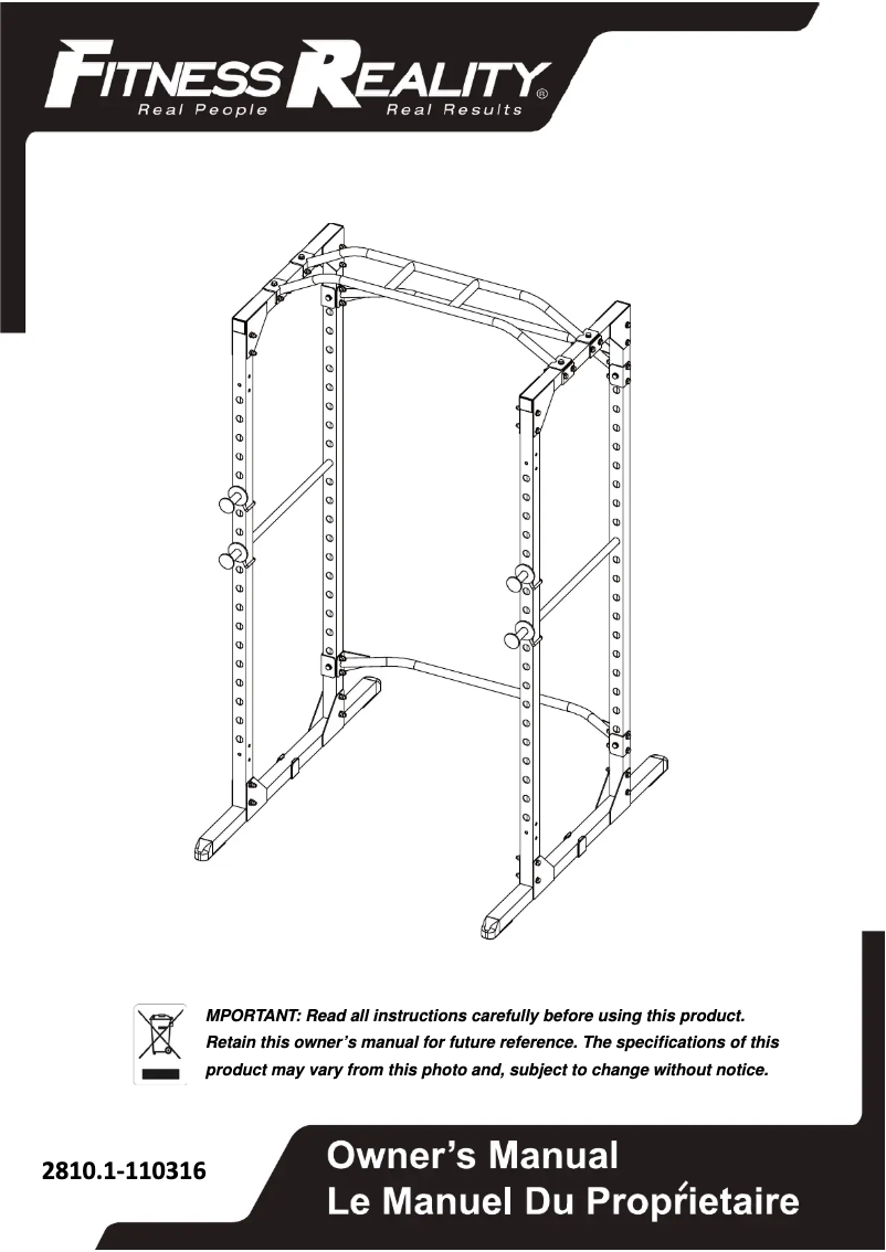 Página 1 del manual Manual de usuario Fitness Reality 2810