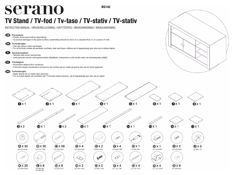 Page 1 de la notice Manuel utilisateur Serano BG142