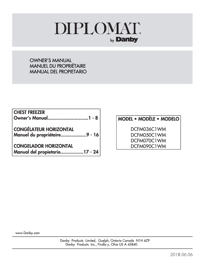 Page 1 de la notice Manuel utilisateur Danby DCFM050C1WM